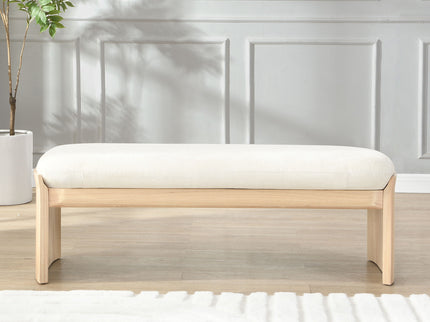 Footstool With Soft Cushion For Living Room - Beige / Natural
