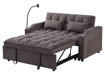 Modern Loveseat Futon Sofa With Pullout Bed, Adjustable Reclining Backrest, Toss Pillows
