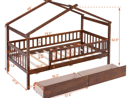 House Bed With 2 Drawers