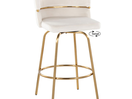 Cinch - Glam / Art Deco Fixed Height Counter Stool With Swivel With Round Footrest (Set of 2)