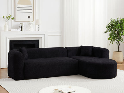L - Shape Boneless Cloud Couch With 2 Throw Pillows For Living Room