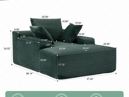 Oversized Chaise Lounge Chair Cozy Cloud Couch With 3 Throw Pillows And Wide Armrest
