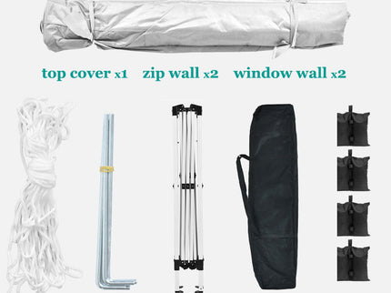 10'X10' Folding Canopy With 4 Removable Sidewalls Outdoor Event Shelter UPF 50+ Gazebo Portable Tents For Parties Beach Camping Wedding Ez Pop Up Canopy 4 Pieces Weight Bag + Carry Bag