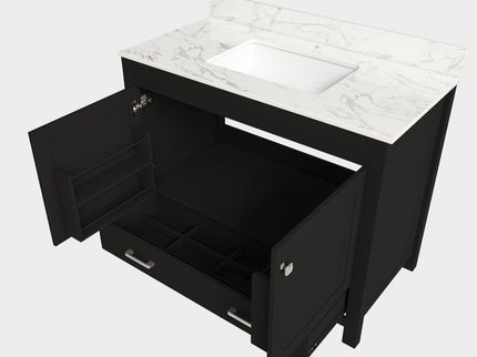 Bathroom Vanity Set, Cabinet With Doors & Drawers, Single Faucet Hole - Black