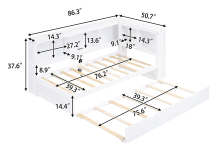Daybed With Trundle, Storage Cabinets, USB Ports