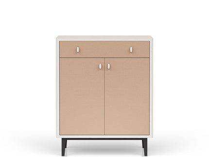 Bar Cabinet With Large Storage - White / Pecan