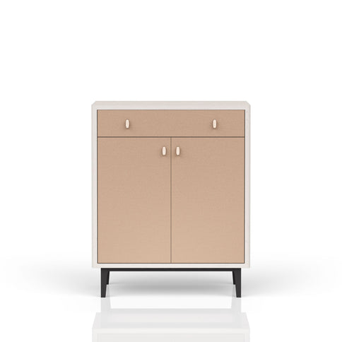 Bar Cabinet With Large Storage - White / Pecan