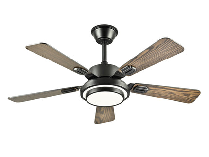 5 Blades Ceiling Fan With LED Light 3000 - 6500K Dimmable, 6 Speed Levels, Reversible Ceiling Fan - Matte Black