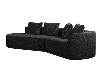 Upholstered Oversized Sectional Sofa, 4 Seater Extra Deep & Wide Seat Curved Cloud Couch With 4 Throw Pillows, Free Combination Living Room - Black