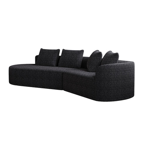 Upholstered Oversized Sectional Sofa, 4 Seater Extra Deep & Wide Seat Curved Cloud Couch With 4 Throw Pillows, Free Combination Living Room - Black