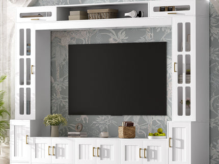 Wall Unit Entertainment Center With Bookshelves For TVs Up To 80"