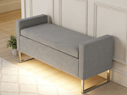 Upholstered Ottoman Bench With Storage - Dark Gray
