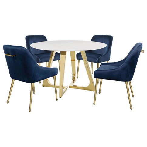 Imani - Round Marble Dining Table - Gold