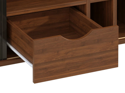 Fluted Liquor & Coffee Bar Cabinet With 6 Wine Racks And 3 Glass Holders
