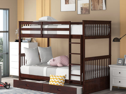 Bunk Bed With Ladders And 2 Storage Drawers
