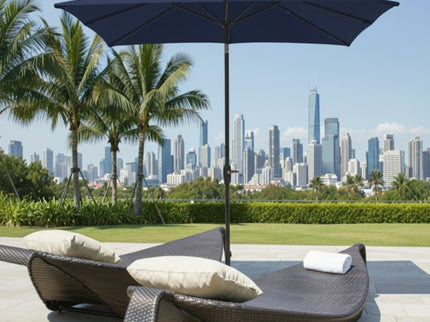 Rectangular Patio Umbrella With Crank Tilt, Polyester UV-Resistant Canopy