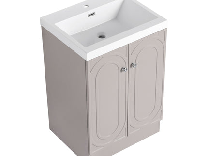 Contemporary Freestanding Bathroom Vanity With Resin Sink & Soft-Close Cabinet Doors