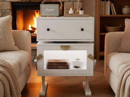Robot LED Nightstand With 360° Rotating Drawer