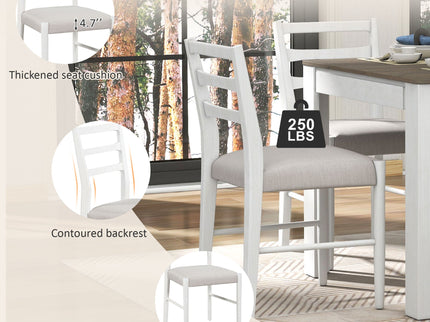 7 Piece Dining Set With Extendable Table, 2 Drawers & 6 Upholstered Chairs