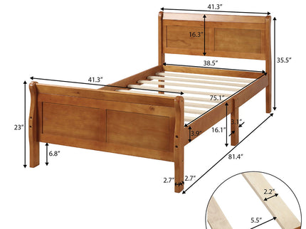 Platform Bed Frame Mattress Foundation Sleigh Bed With Headboard / Footboard / Wood Slat Suppor