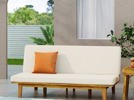 Outdoor Elegance Daybed With Convertible Design Cushion Frame - Beige