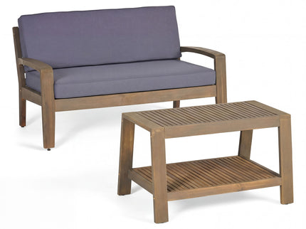 2 Piece Outdoor Conversation Set (Loveseat & Coffee Table With Water-Resistant Cushions)