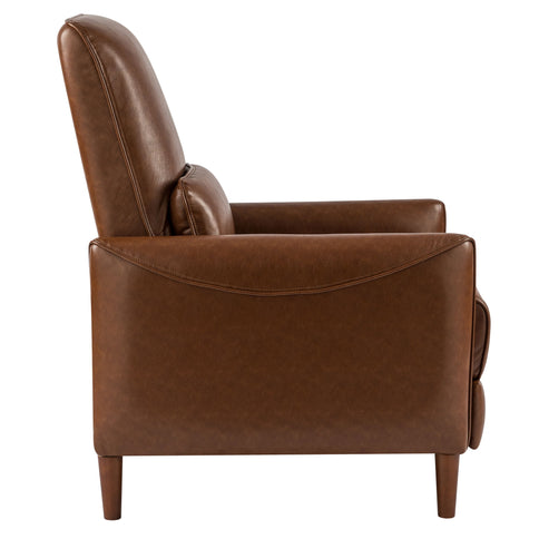 Upholstered Push Recliner Chair With Rubber Wood Legs For Living Room