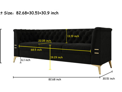Luxurious Sofa With Legs, Modern Chesterfield Design, Tufted Upholstery, 3 Seat Couch For Living Room And Office