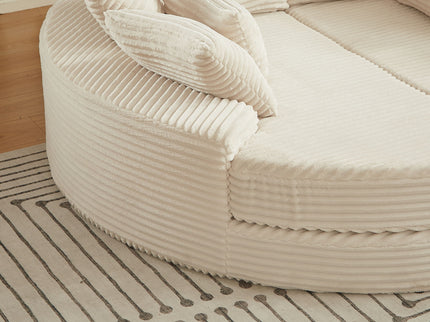 Round Oversized Sofa Bed With 5 Throw Pillows