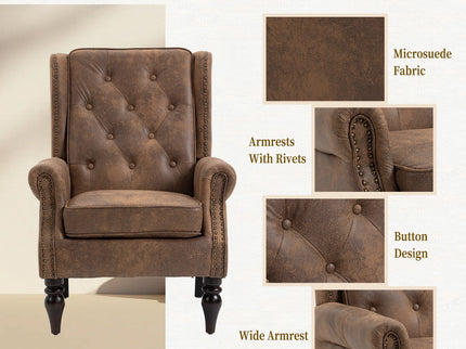 Modern Accent Armchair With Sturdy Wood Legs