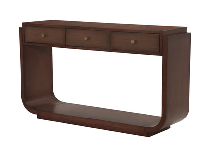 Console Table With 3 Drawers, Display Shelf, Curved Legs - Walnut