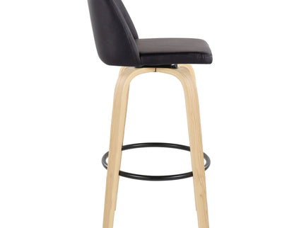 Toriano - Contemporary Fixed Height Barstool Swivel And Round Footrest (Set of 2)