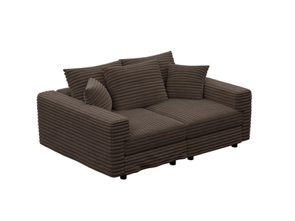 Deep Seat Convertible Sofa With Soft Pillows And Ottomans