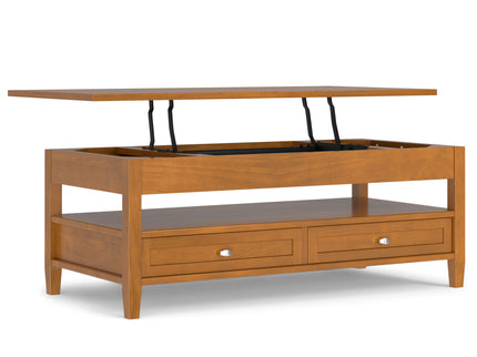 Warm Shaker - Lift Top Coffee Table With Hidden Storage And Lift Top Functionality - Brown