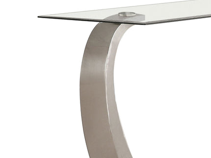 Lana - Satin Glass Top Base Console Table - Silver