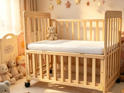 Portable Bedside Bassinet With 3 Adjustable Heights, Mini Crib For Newborns - Natural Wood