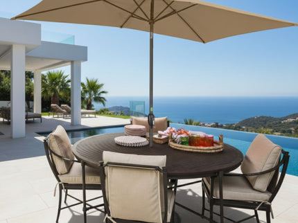 Rectangular Patio Umbrella With Crank Tilt, Polyester UV-Resistant Canopy