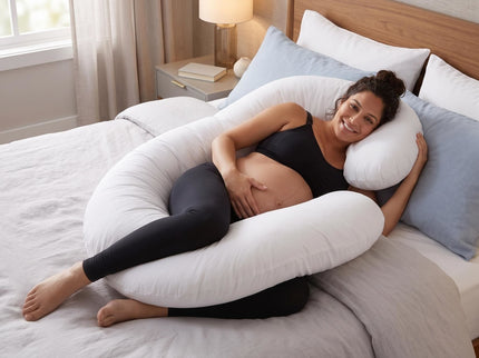 C - Shape Pregnancy Body Pillow With Soft Cover For Back - White