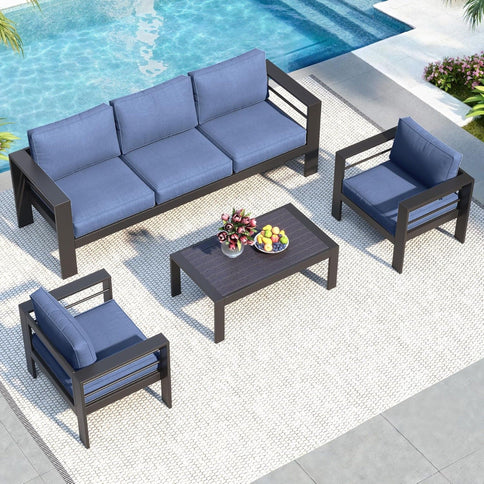 Outdoor Patio Set, All-Weather, Thick Cushions