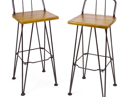 Outdoor Barstool With Angled Metal Legs - Brown