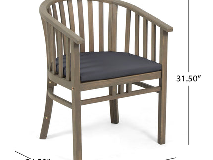 Outdoor Wooden Dining Chairs With Cushions (Set of 2)