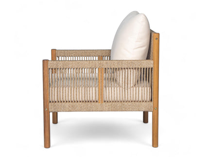 Modern Outdoor Woven Lounge Chair With Solid Wood Frame - Teak