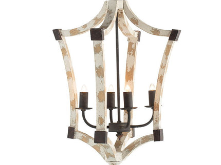 4 Light Chandelier, Hanging Light Fixture With Adjustable Chain For Kitchen, Bulb Not Included - Cream