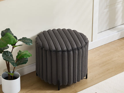 Wide Upholstered Round Pouf Ottoman Foot Rest