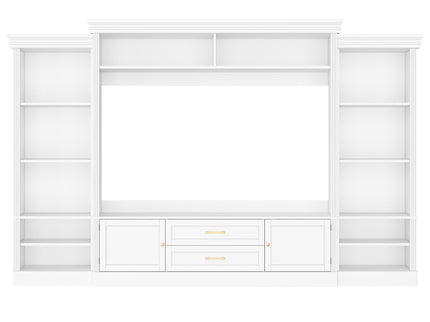 Elegant Entertainment Center Wall Unit With Bookshelves