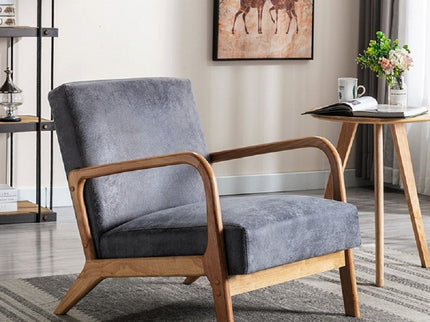 Classic Mid-Century Modern Accent Chairs, Open Framed Armchair With Cushioning