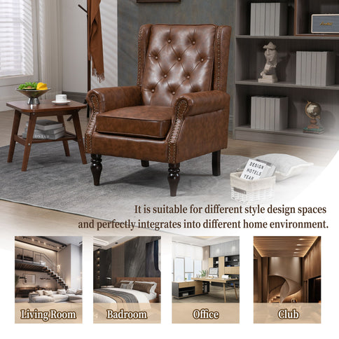 Modern Accent Armchair With Sturdy Wood Legs