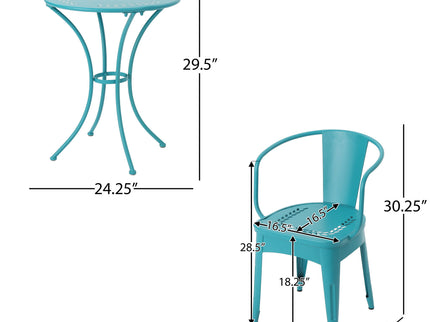 Lourdes - 3 Piece Metal Set - Teal