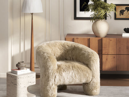 Avalon - Genuine Sheepskin Fur Split Barrel Back Accent Chair - Natural Blonde