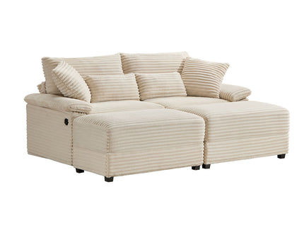 Double Chaise Lounge Set With Reversible Storage Ottomans, USB Port